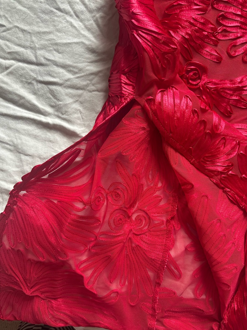 YAS Yasfloree Persian Red Floral Appliqué Long Sleeve Maxi Dress S NWT - Picture 4 of 13
